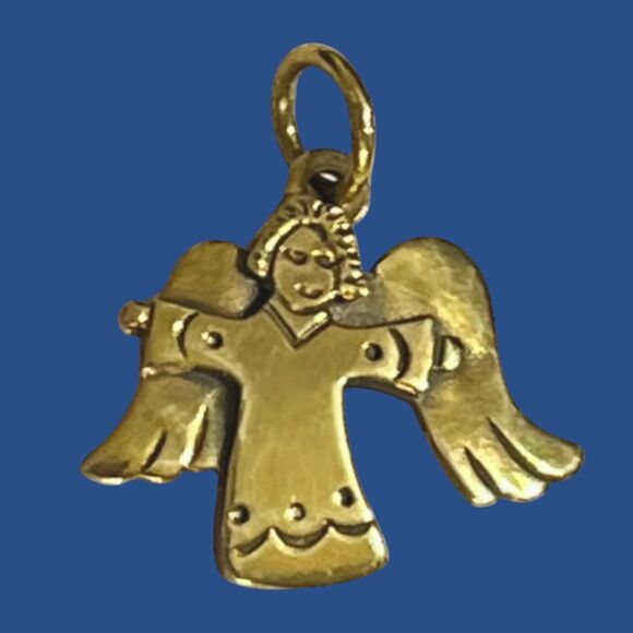 Jeep Collins Brass Angel Pendant Charm Gold Tone Jewelry Religious Inspirational - Picture 8 of 8